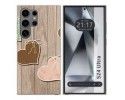 Funda Silicona para Samsung Galaxy S24 Ultra 5G diseño Corazones Madera Dibujos