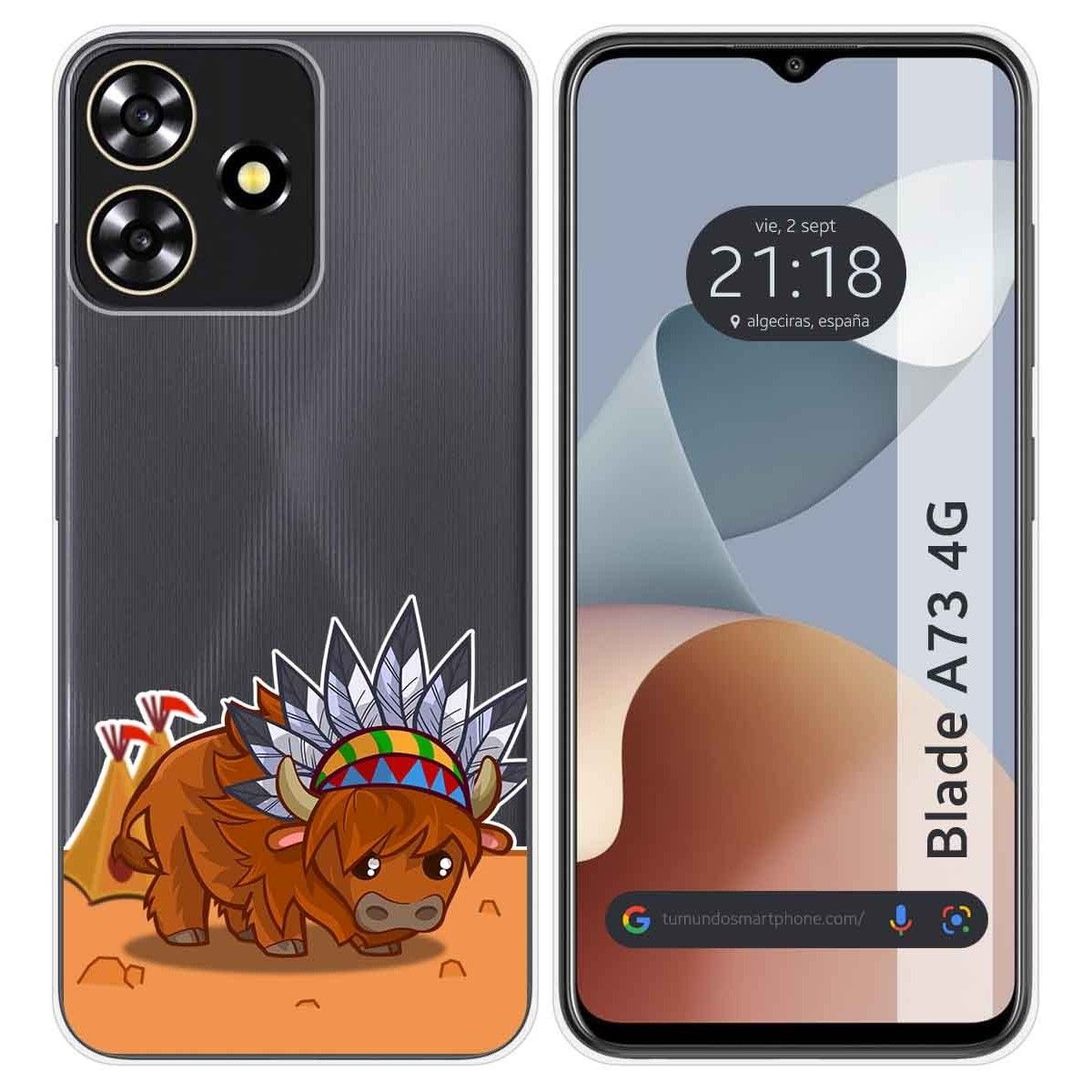 Funda Silicona Transparente para Zte Blade A73 4G diseño Bufalo Dibujos