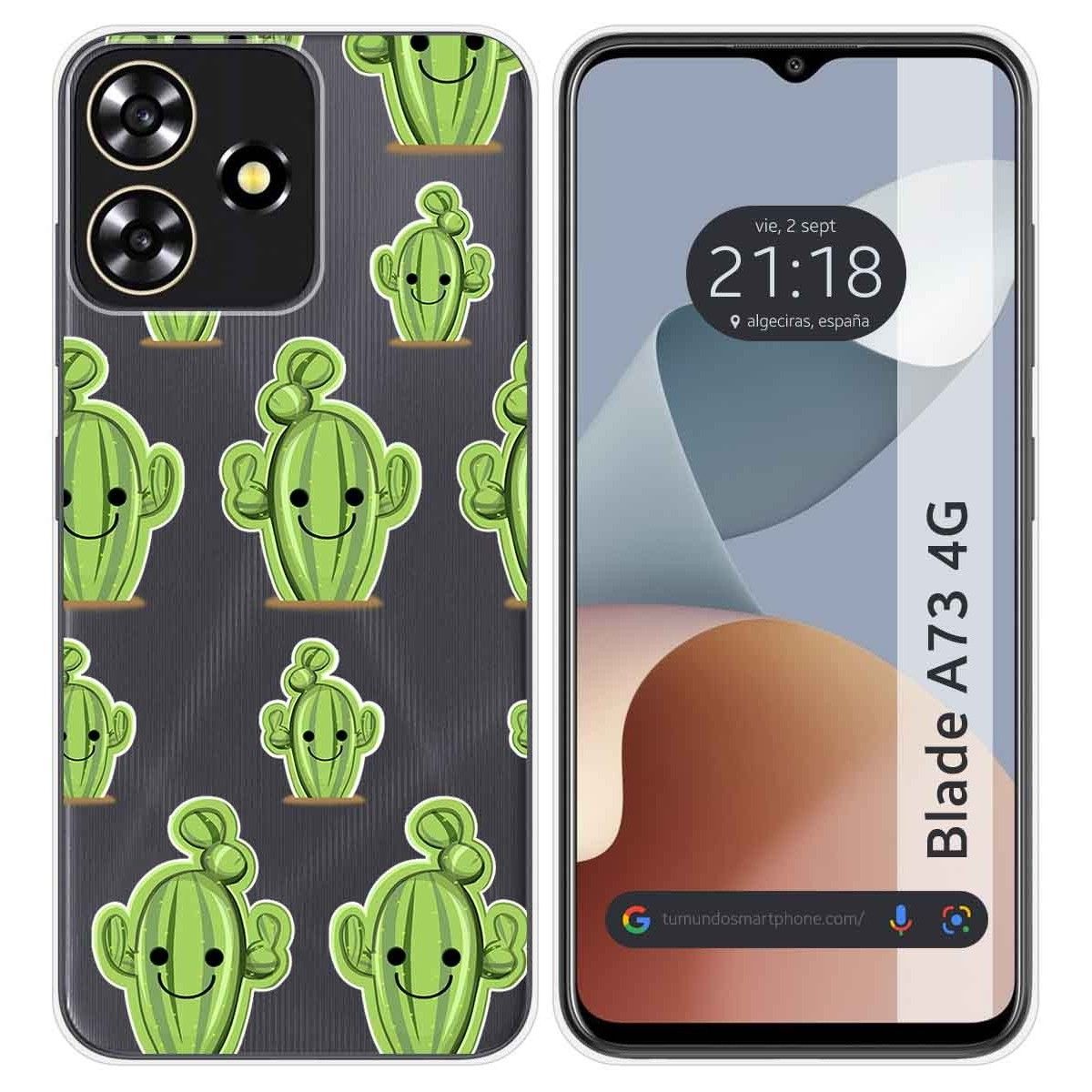 Funda Silicona Transparente para Zte Blade A73 4G diseño Cactus Dibujos