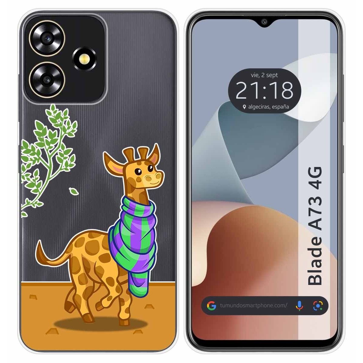 Funda Silicona Transparente para Zte Blade A73 4G diseño Jirafa Dibujos