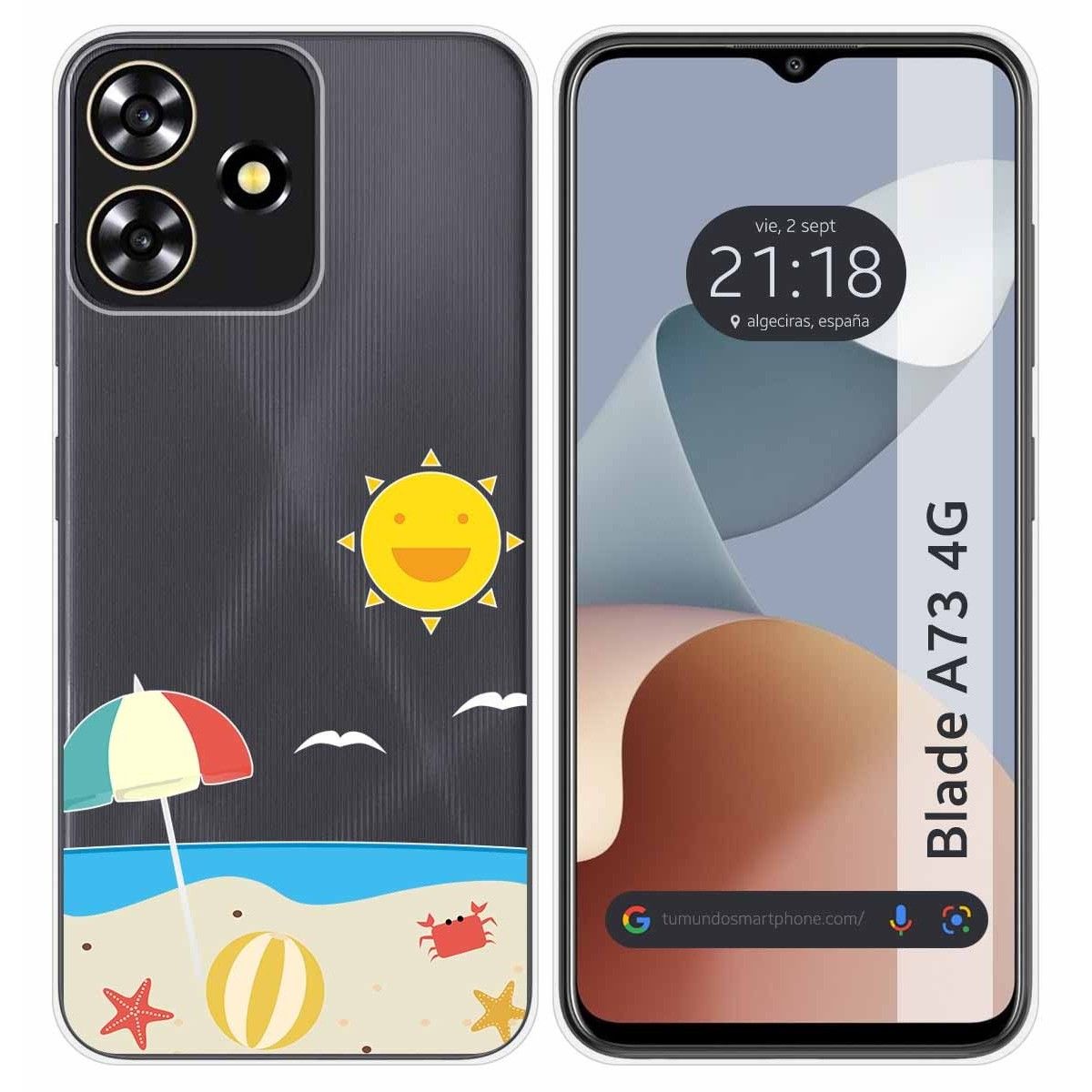 Funda Silicona Transparente para Zte Blade A73 4G diseño Playa Dibujos
