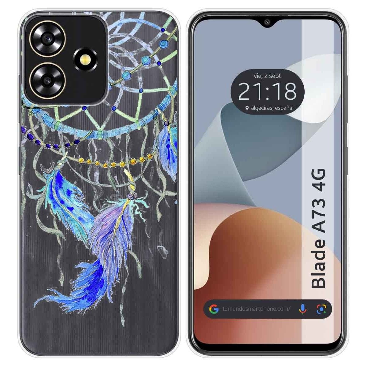 Funda Silicona Transparente para Zte Blade A73 4G diseño Plumas Dibujos