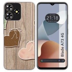 Funda Silicona para Zte Blade A73 4G diseño Corazones Madera Dibujos
