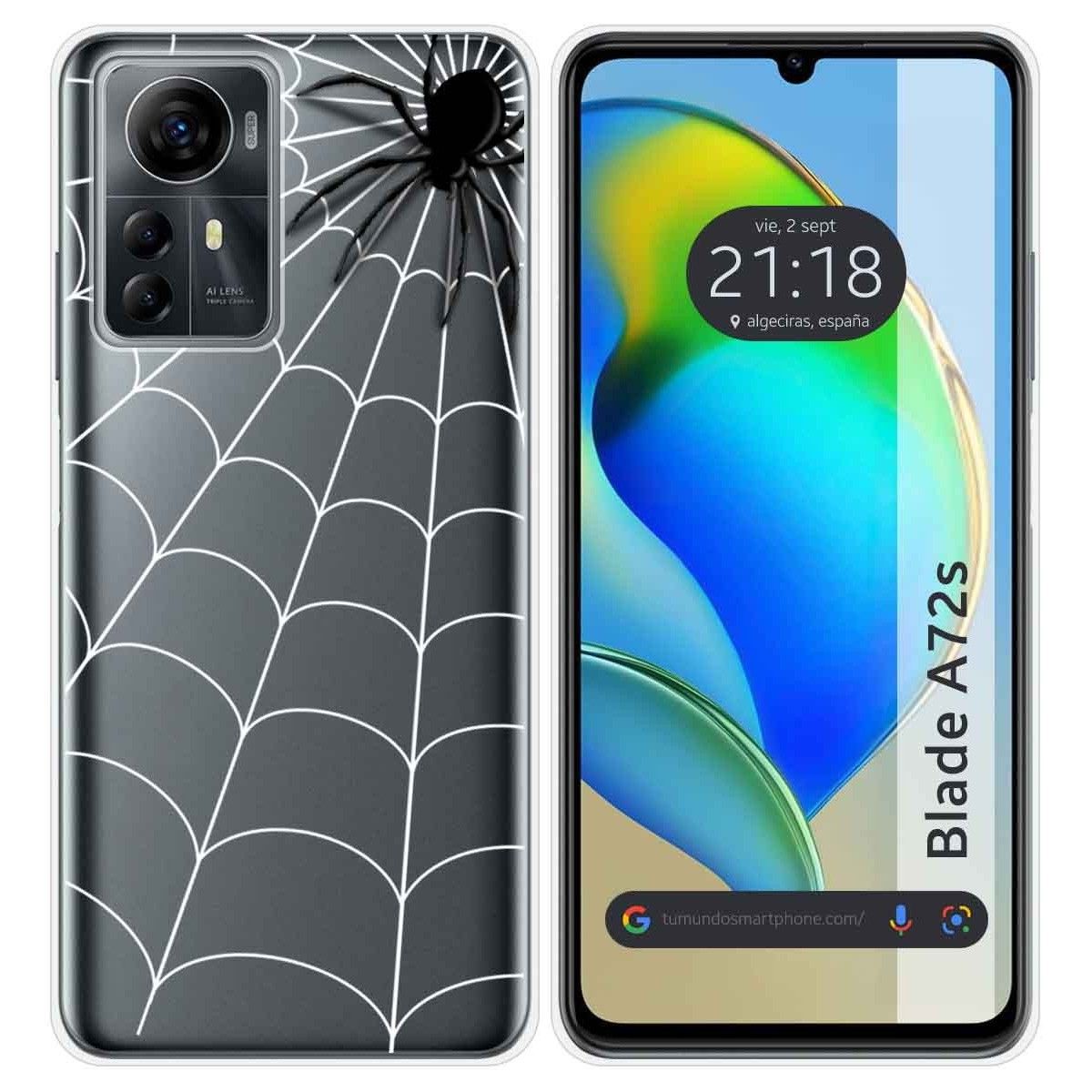 Funda Silicona Transparente para Zte Blade A72s diseño Araña Dibujos