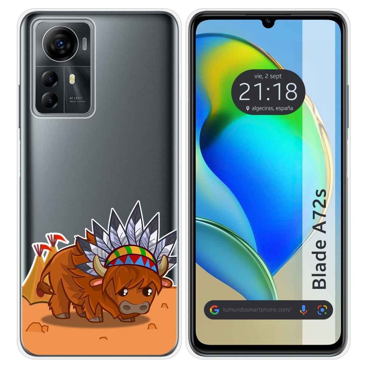 Funda Silicona Transparente para Zte Blade A72s diseño Bufalo Dibujos