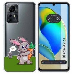Funda Silicona Transparente para Zte Blade A72s diseño Conejo Dibujos