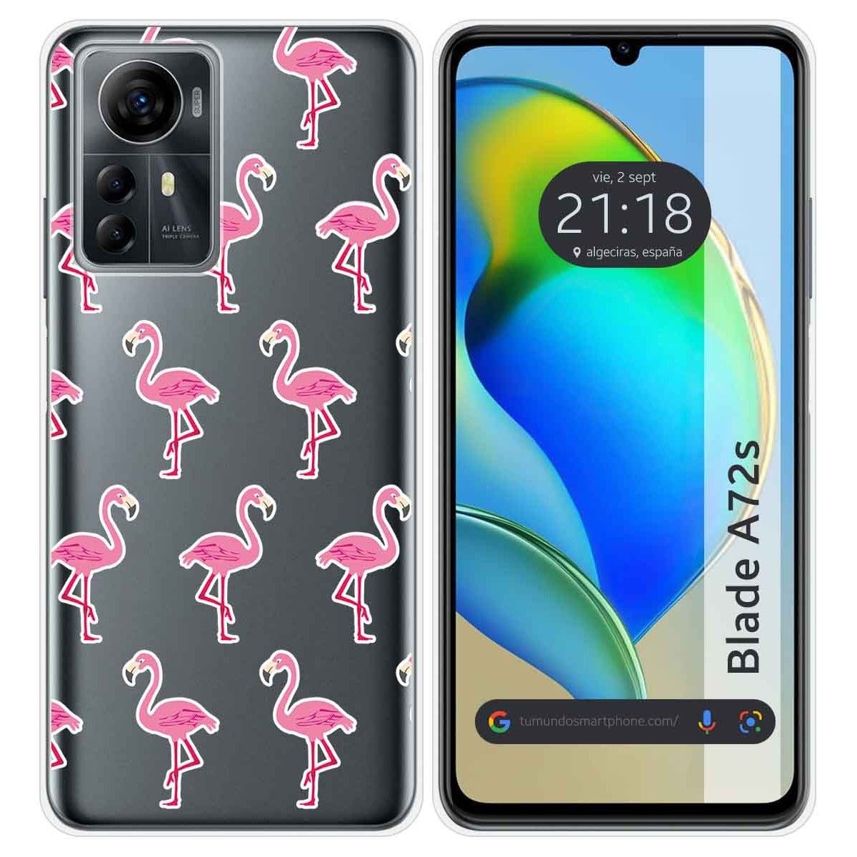Funda Silicona Transparente para Zte Blade A72s diseño Flamenco Dibujos
