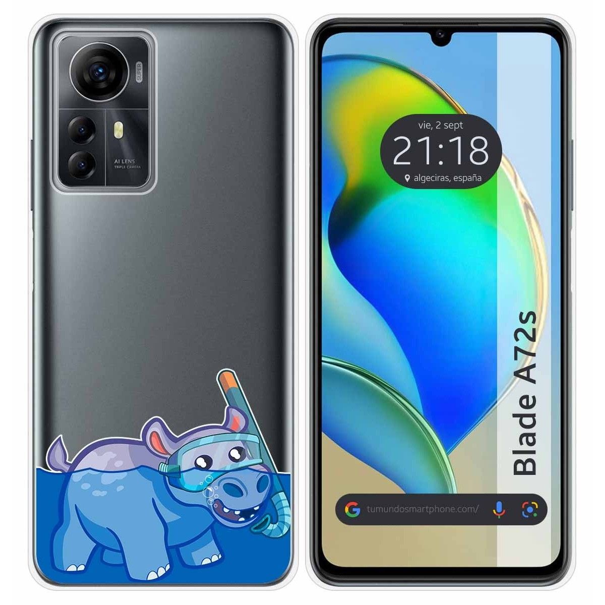 Funda Silicona Transparente para Zte Blade A72s diseño Hipo Dibujos