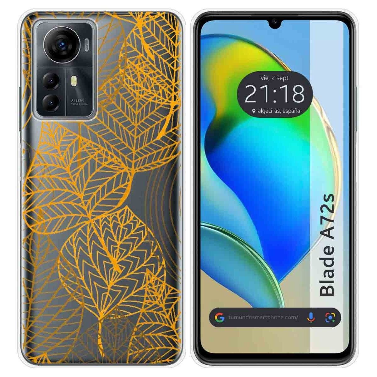 Funda Silicona Transparente para Zte Blade A72s diseño Hojas Dibujos