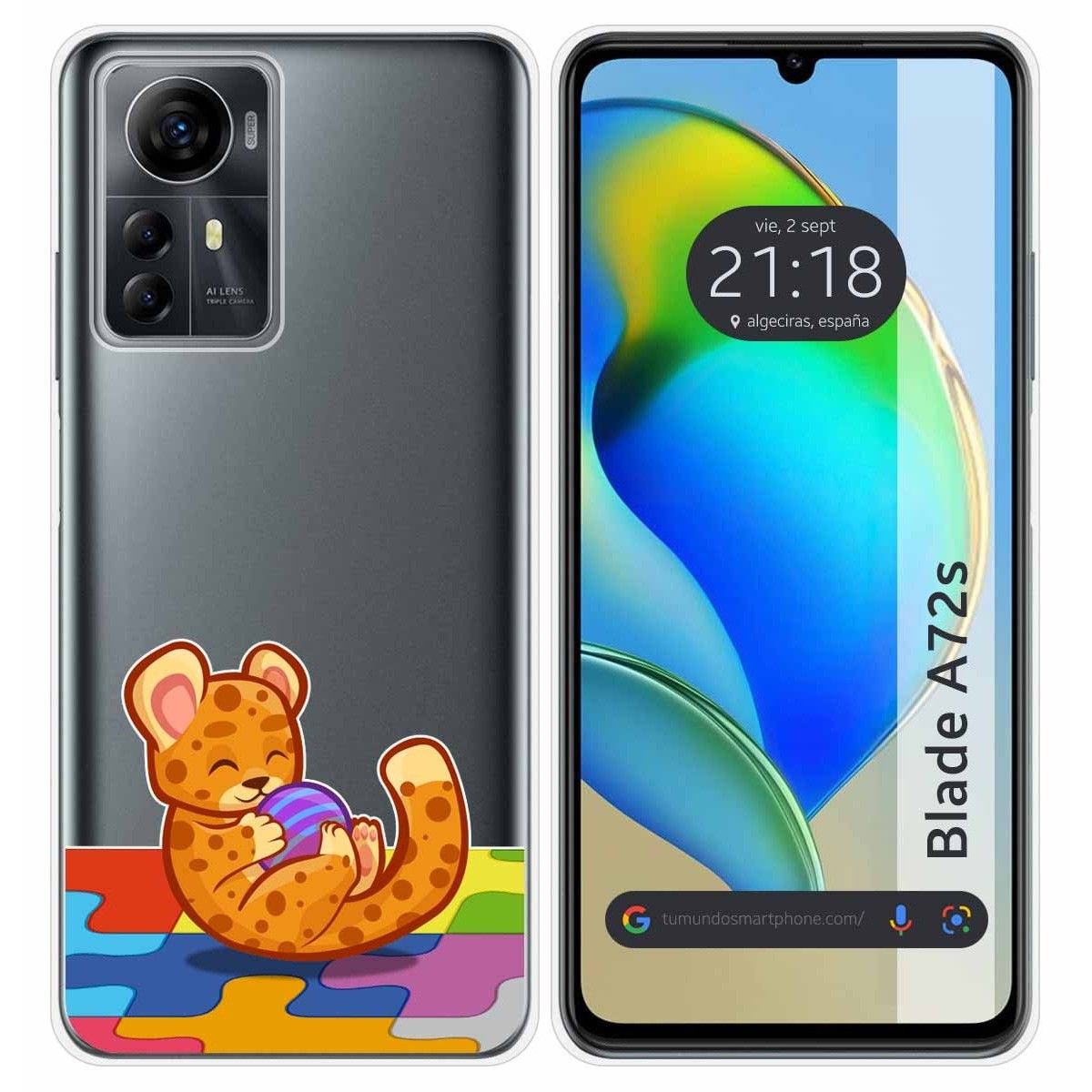 Funda Silicona Transparente para Zte Blade A72s diseño Leopardo Dibujos