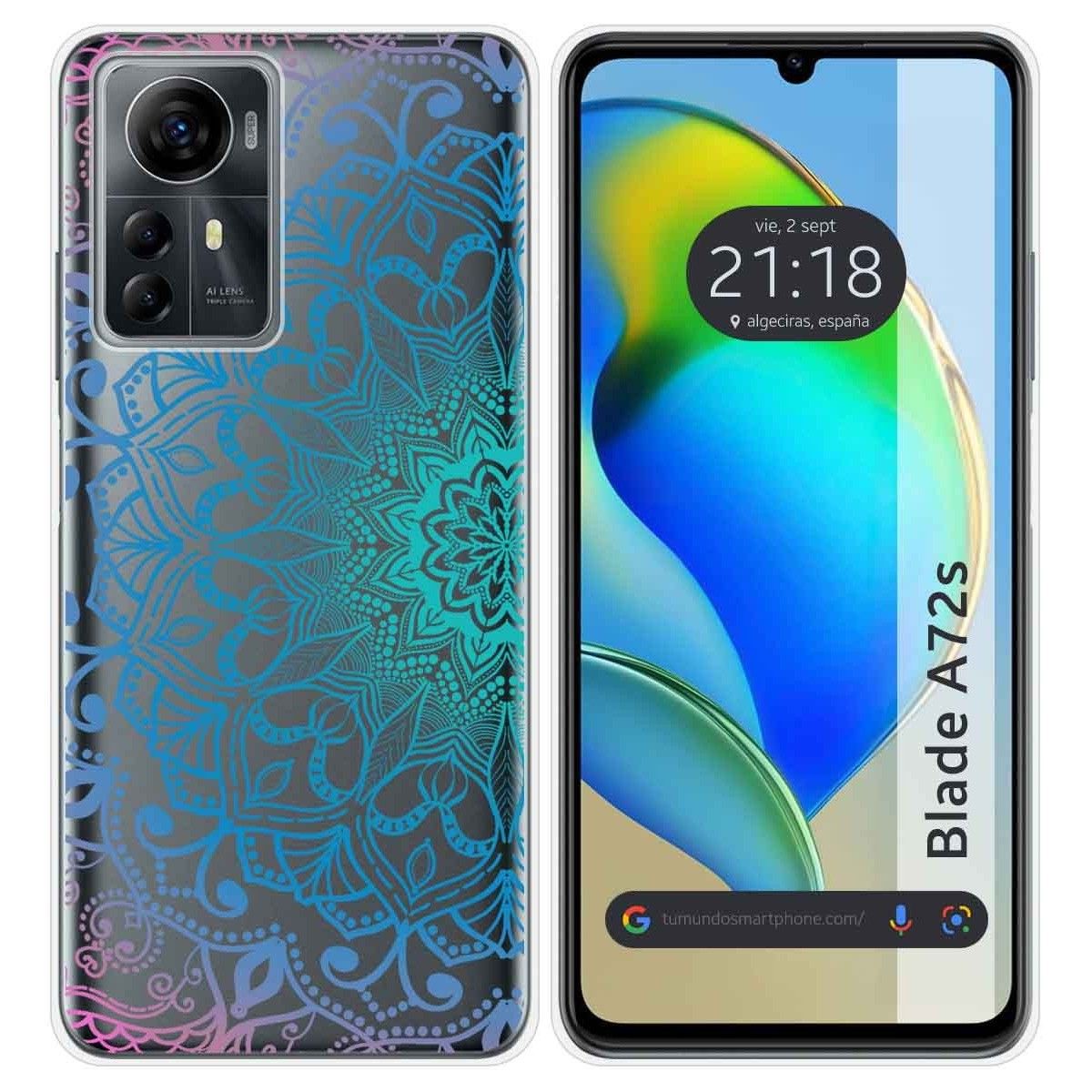 Funda Silicona Transparente para Zte Blade A72s diseño Mandala Dibujos