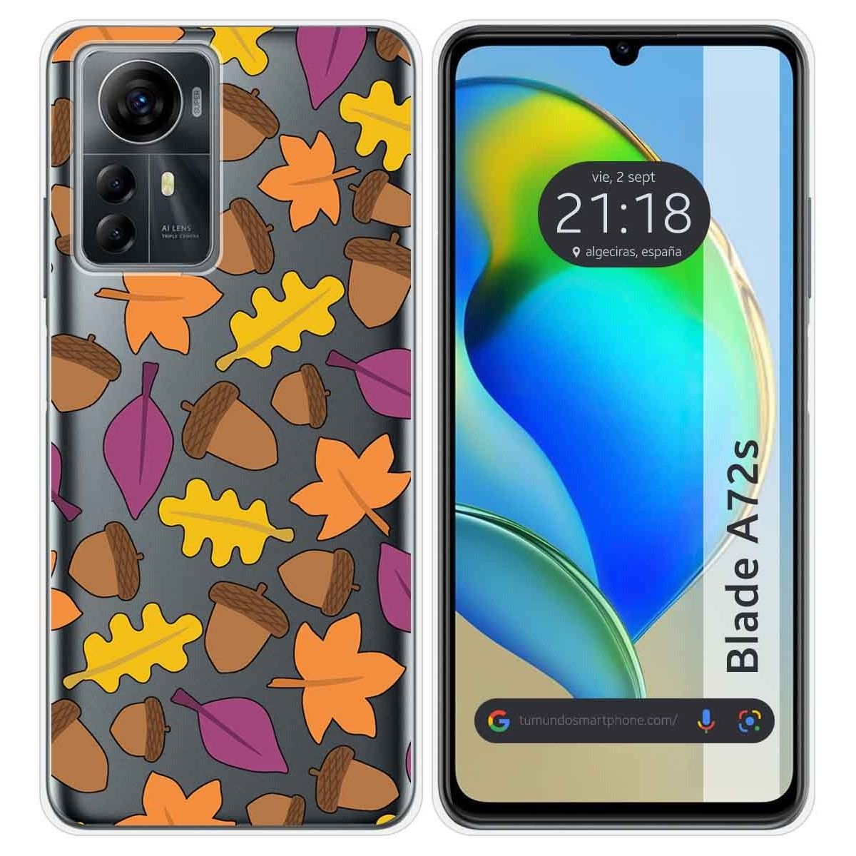 Funda Silicona Transparente para Zte Blade A72s diseño Otoño Dibujos