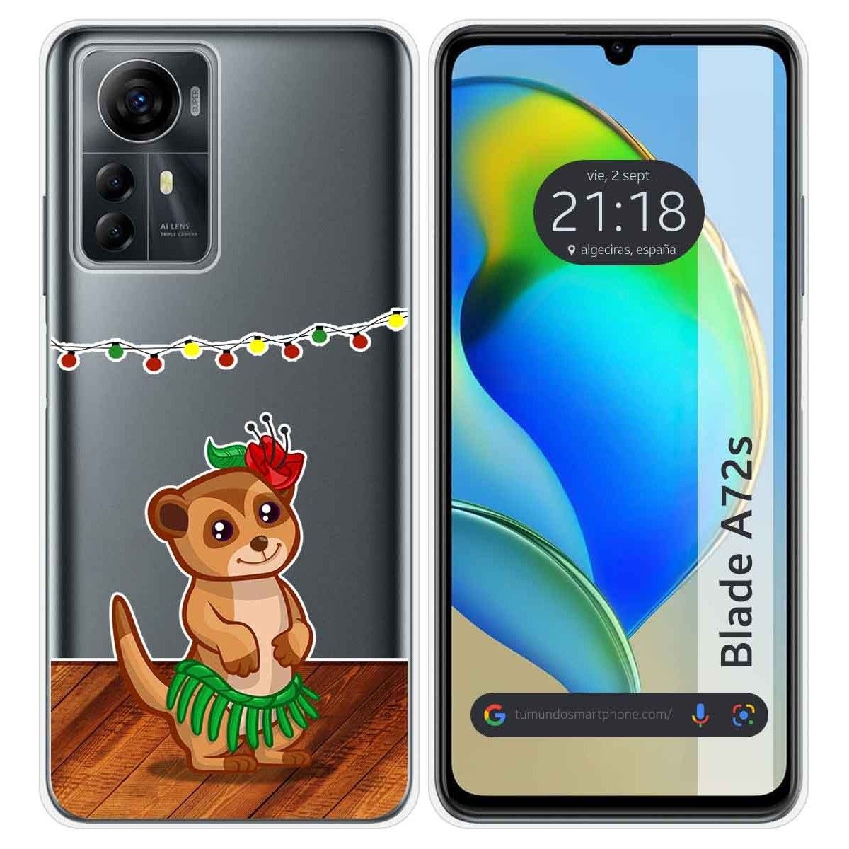 Funda Silicona Transparente para Zte Blade A72s diseño Suricata Dibujos