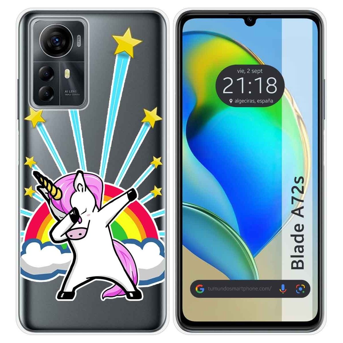 Funda Silicona Transparente para Zte Blade A72s diseño Unicornio Dibujos