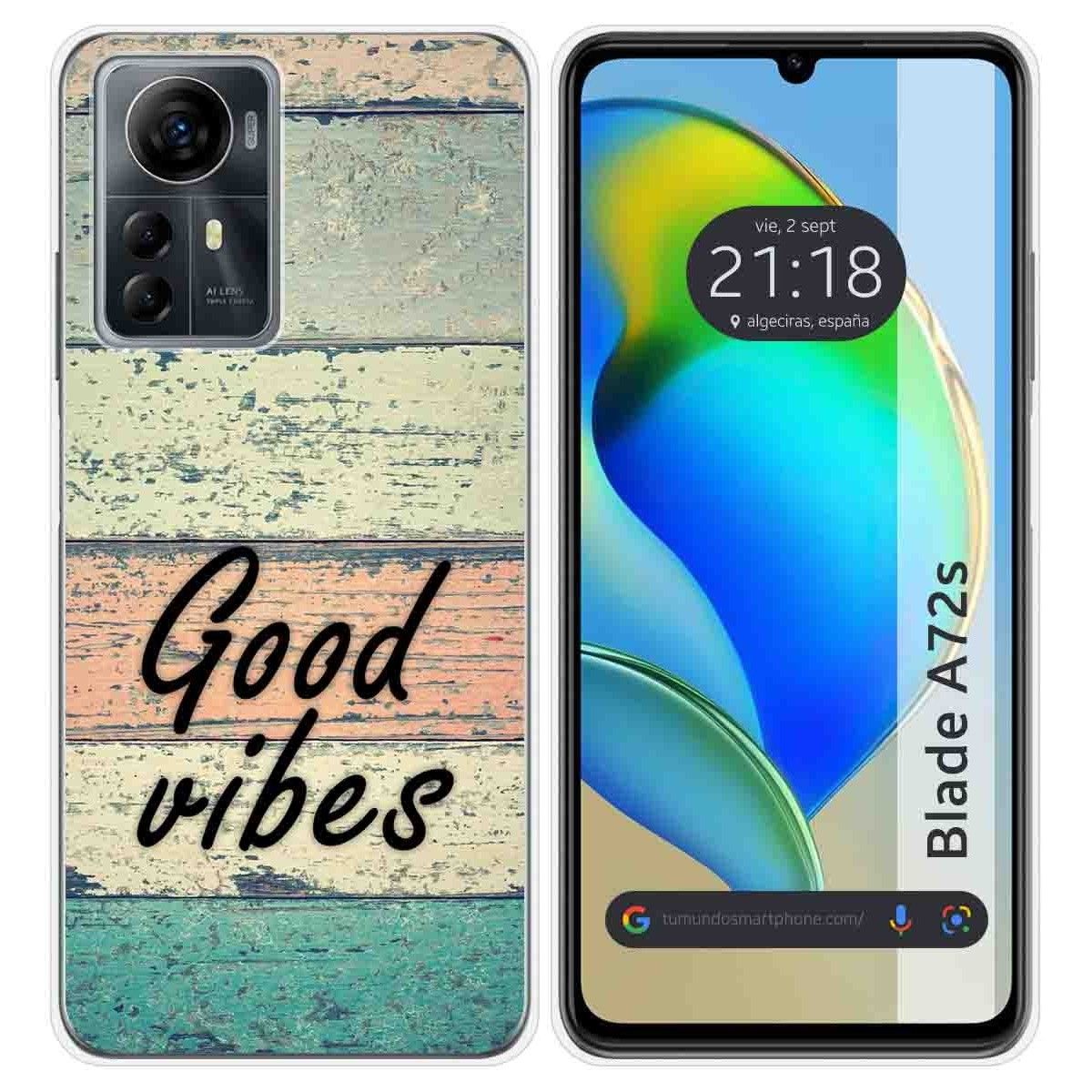 Funda Silicona para Zte Blade A72s diseño Madera 01 Dibujos