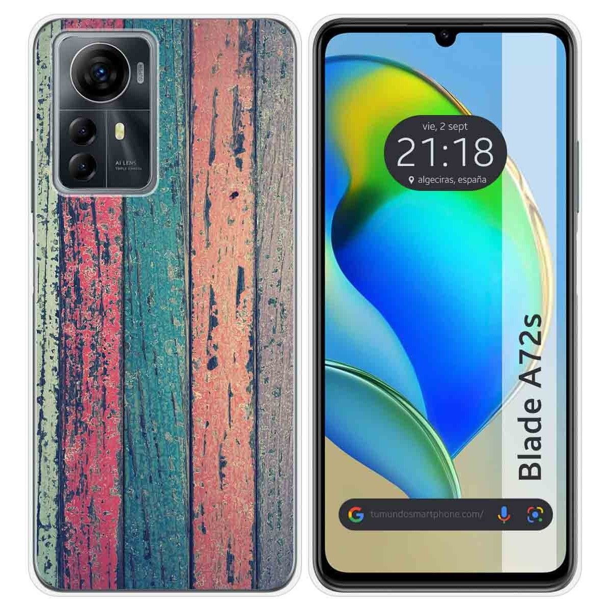Funda Silicona para Zte Blade A72s diseño Madera 10 Dibujos