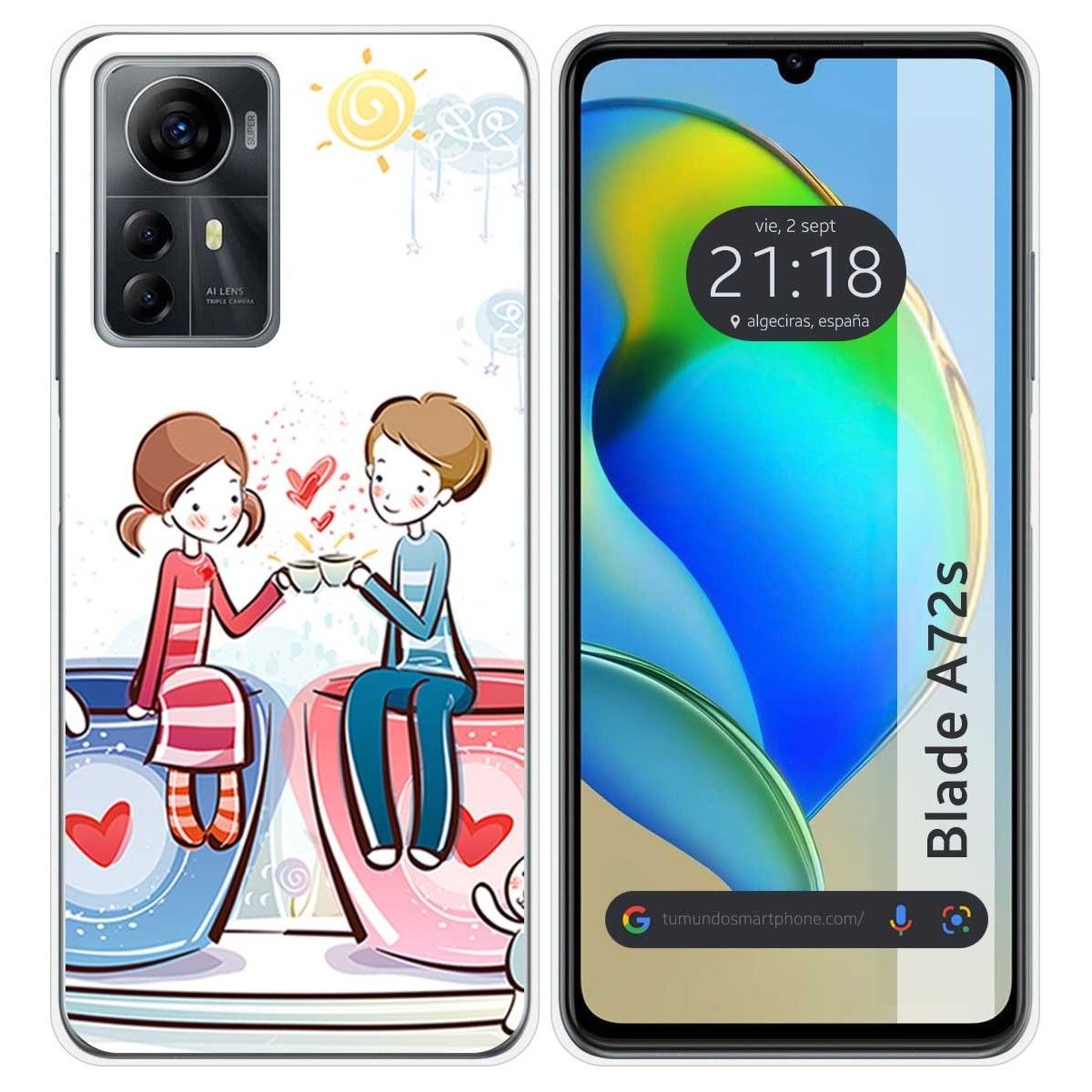 Funda Silicona para Zte Blade A72s diseño Café Dibujos