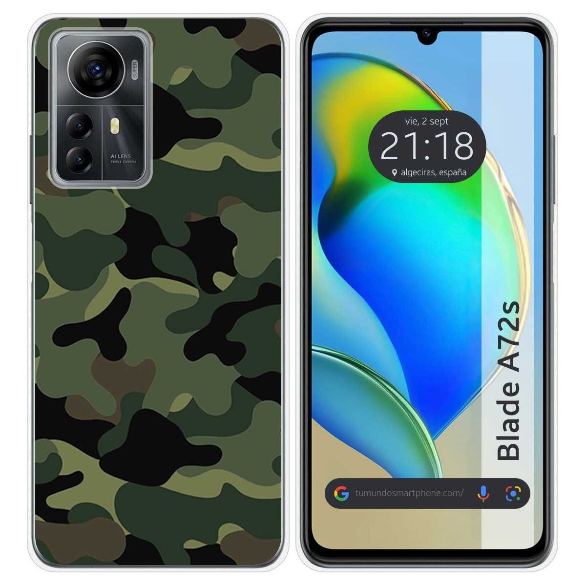 Funda Silicona para Zte Blade A72s diseño Camuflaje Dibujos