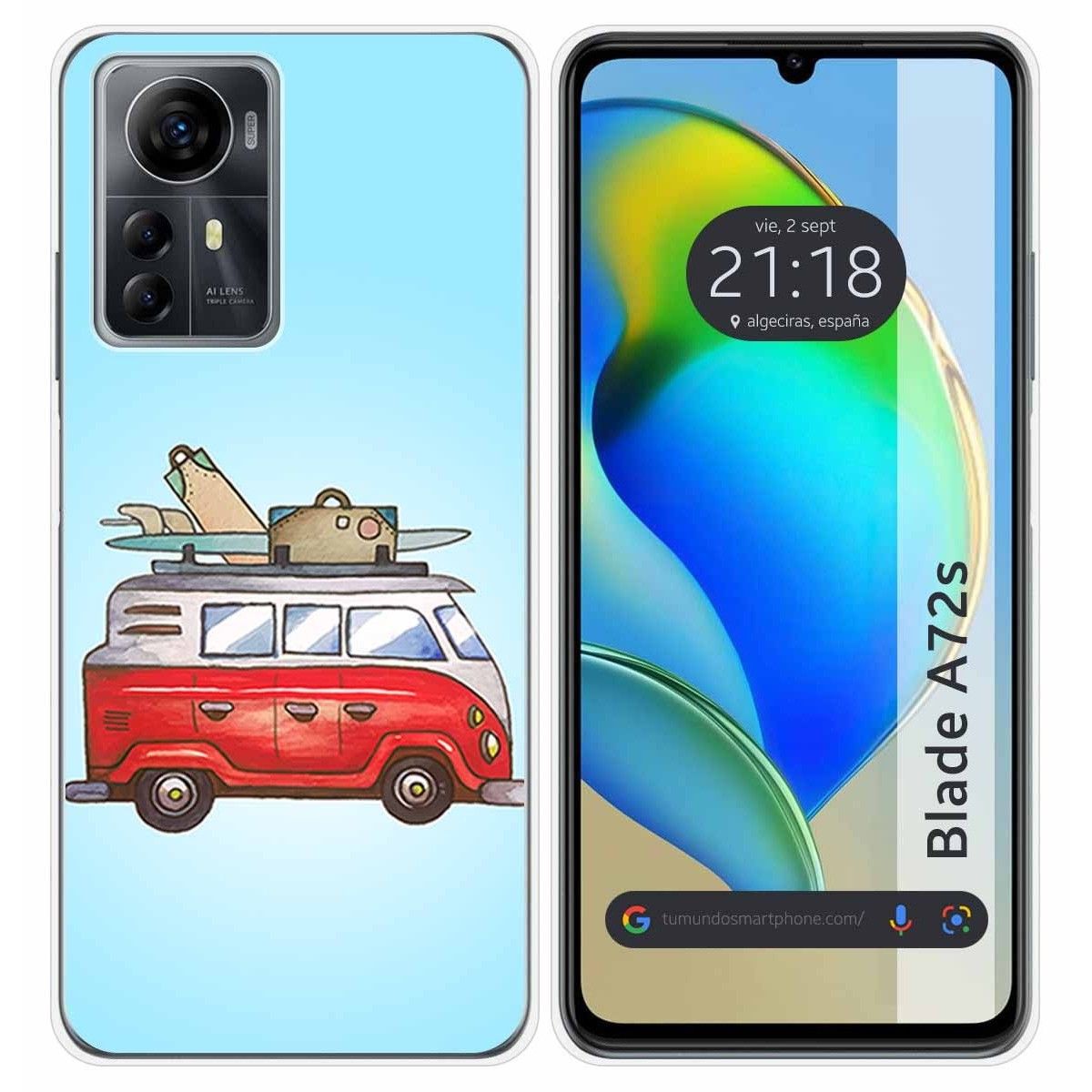 Funda Silicona para Zte Blade A72s diseño Furgoneta Dibujos