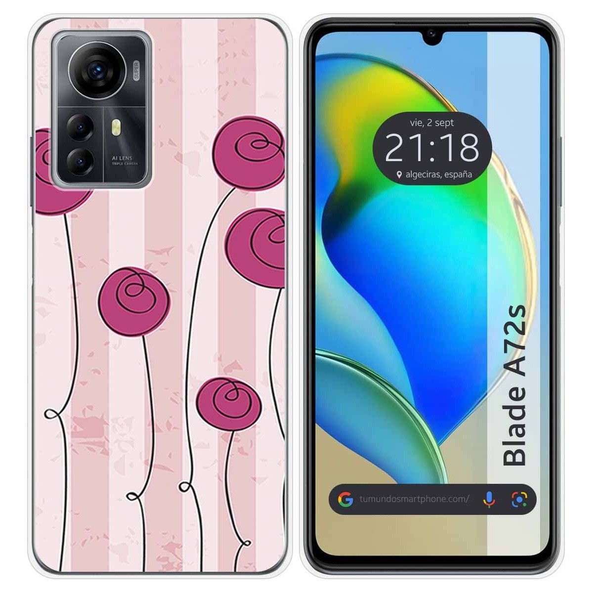 Funda Silicona para Zte Blade A72s diseño Flores Vintage Dibujos