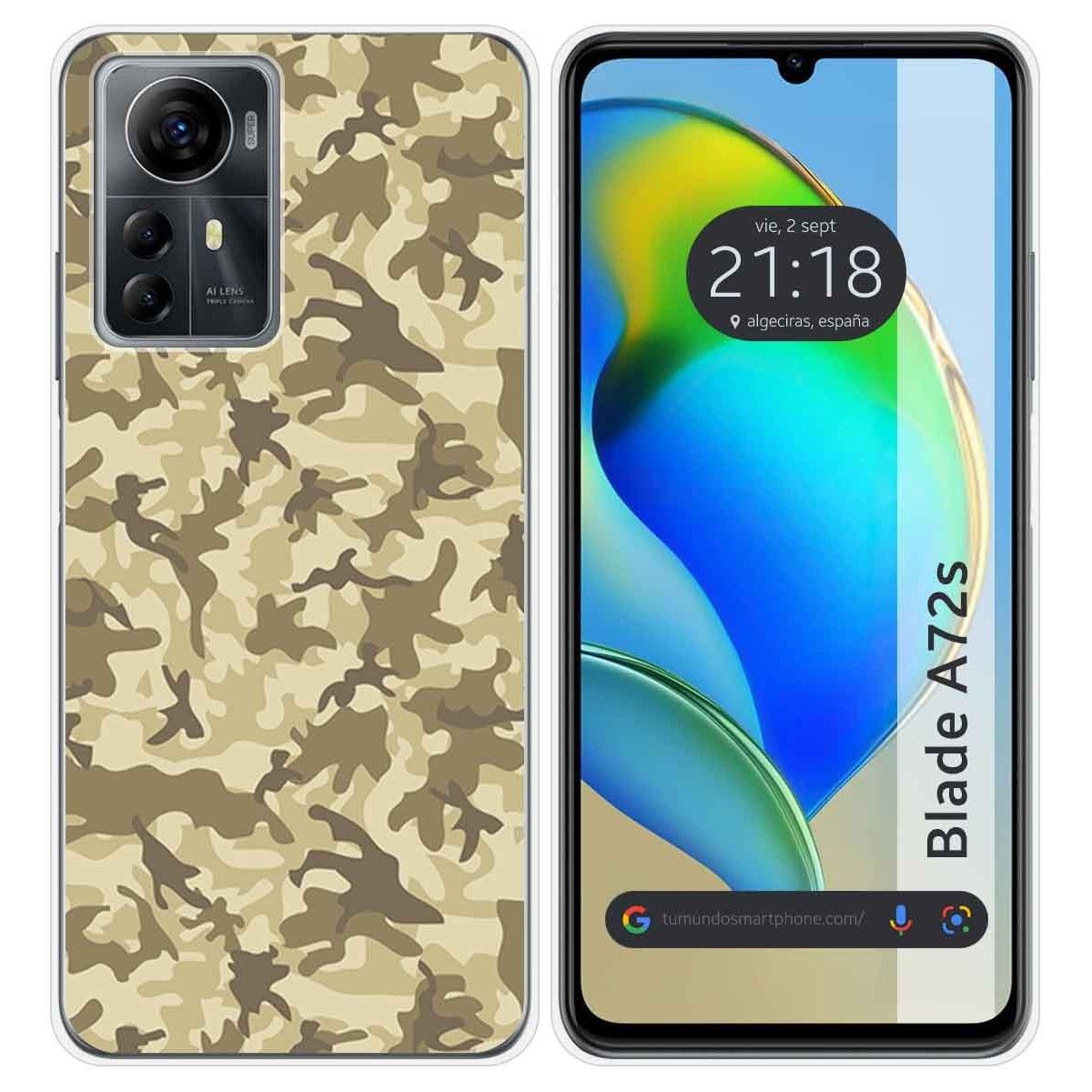 Funda Silicona para Zte Blade A72s diseño Sand Camuflaje Dibujos