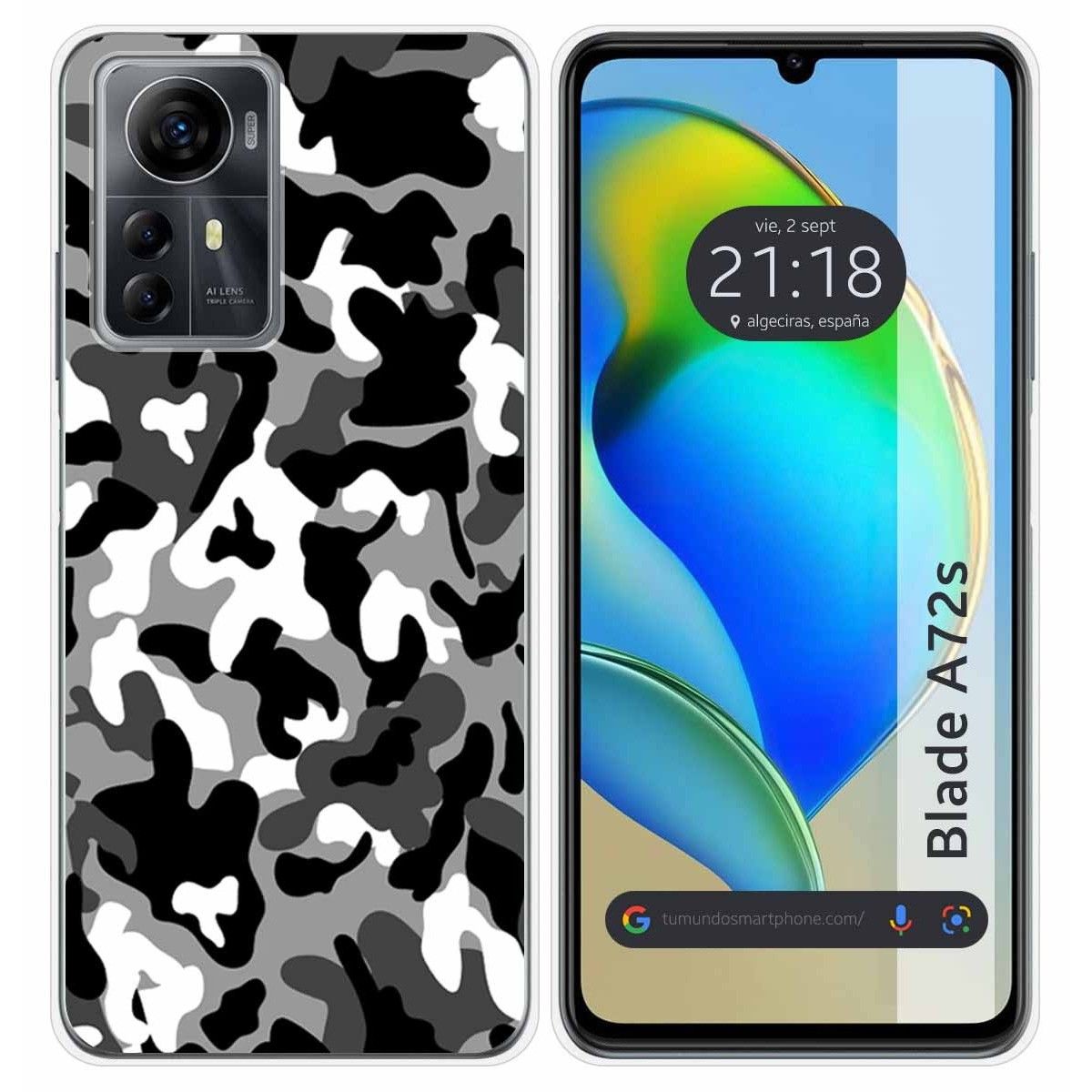 Funda Silicona para Zte Blade A72s diseño Snow Camuflaje Dibujos