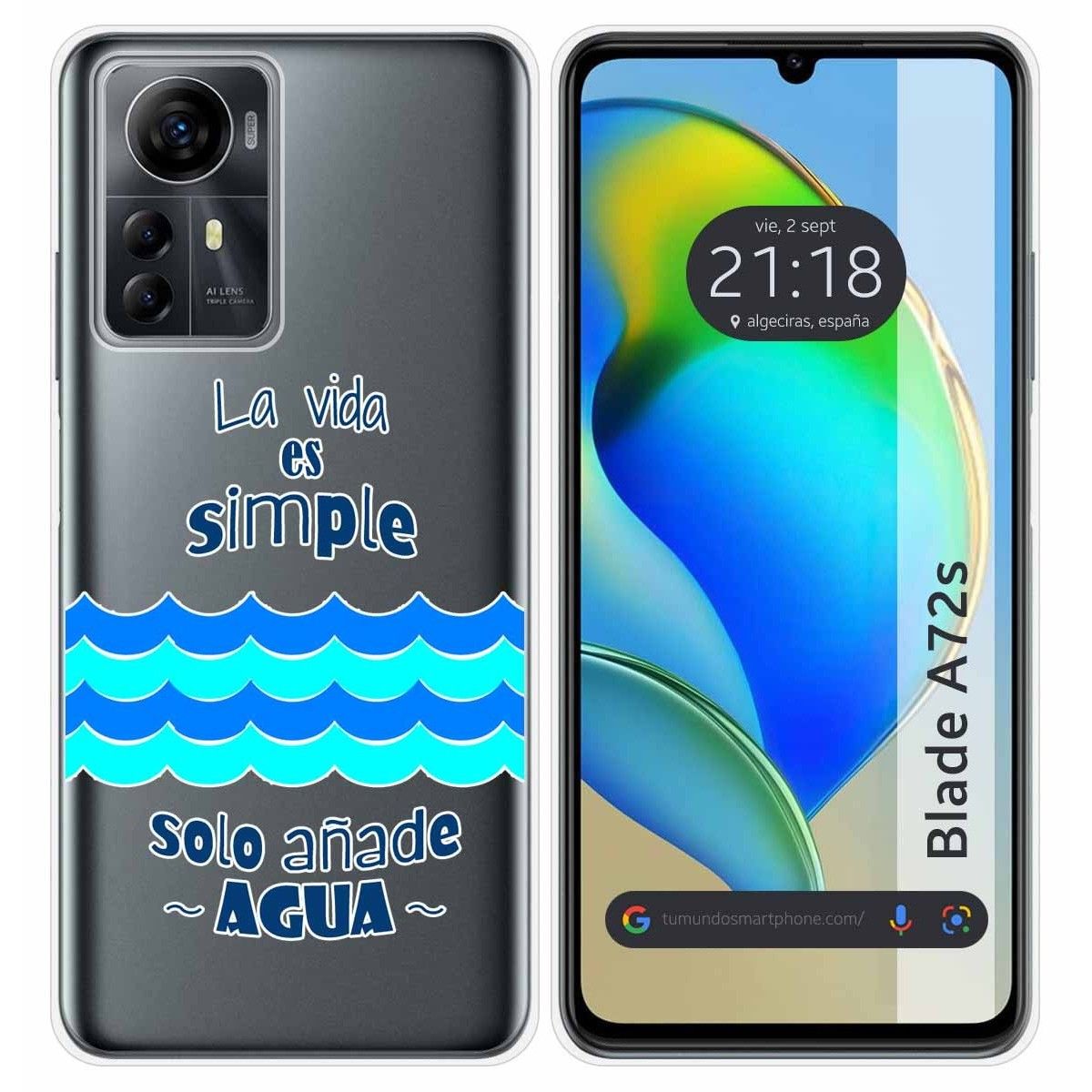 Funda Silicona para Zte Blade A72s diseño Agua Dibujos