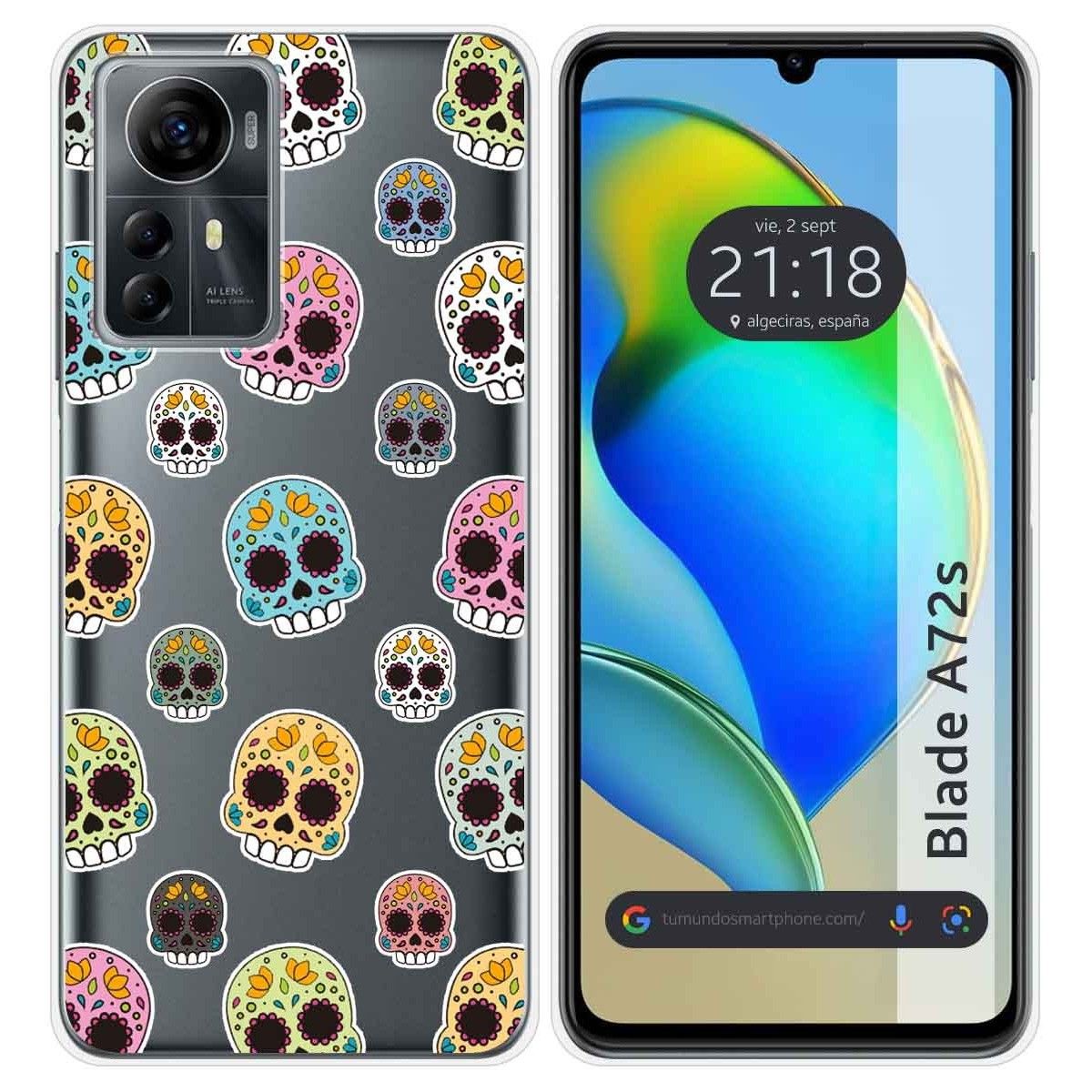 Funda Silicona para Zte Blade A72s diseño Catrina Dibujos