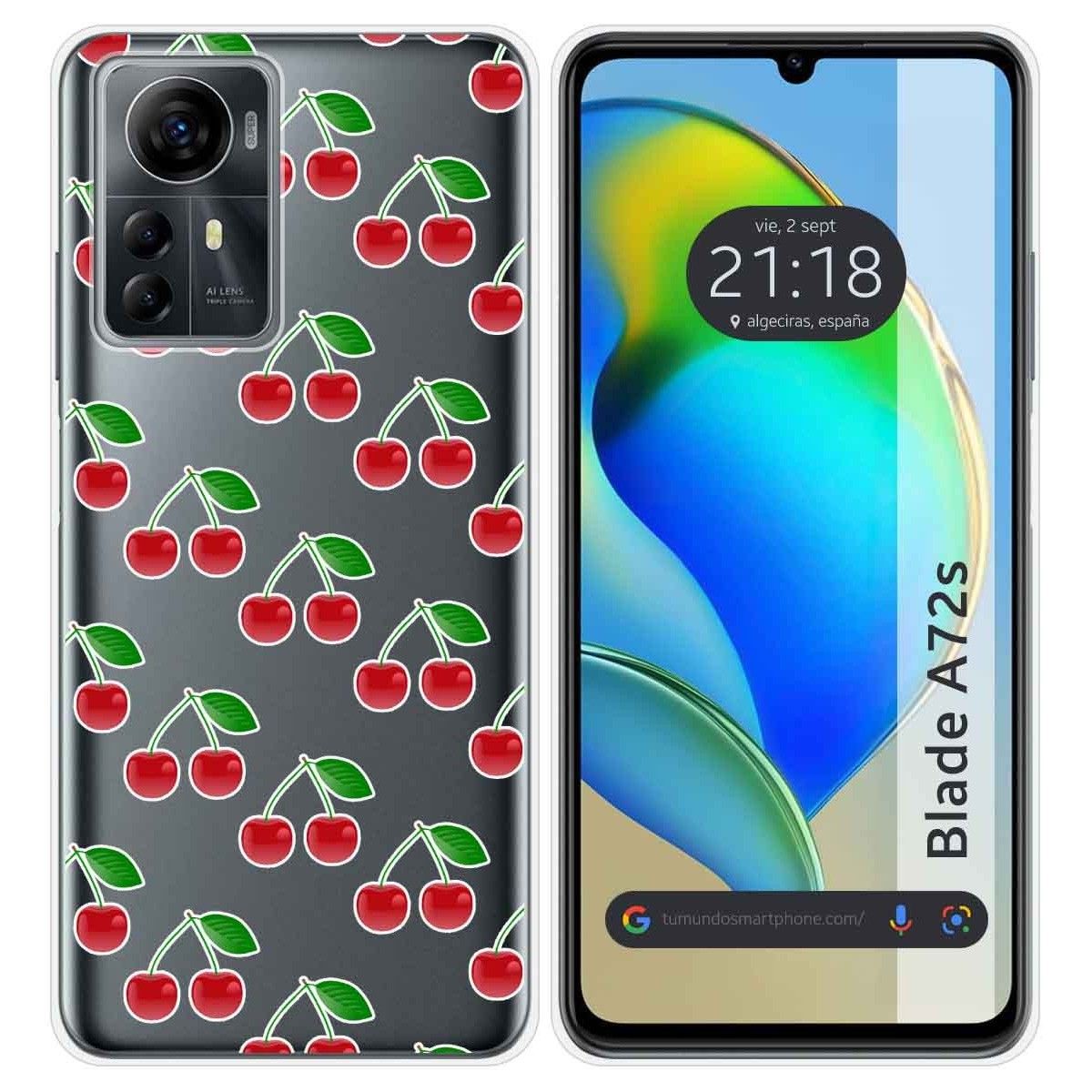 Funda Silicona para Zte Blade A72s diseño Cerezas Dibujos