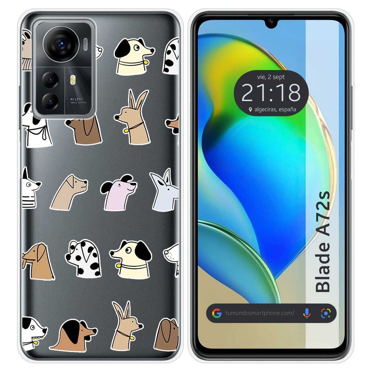 Funda Silicona para Zte Blade A72s diseño Perros Dibujos