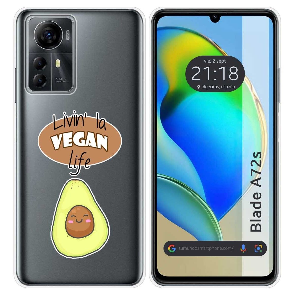 Funda Silicona para Zte Blade A72s diseño Vegan Life Dibujos