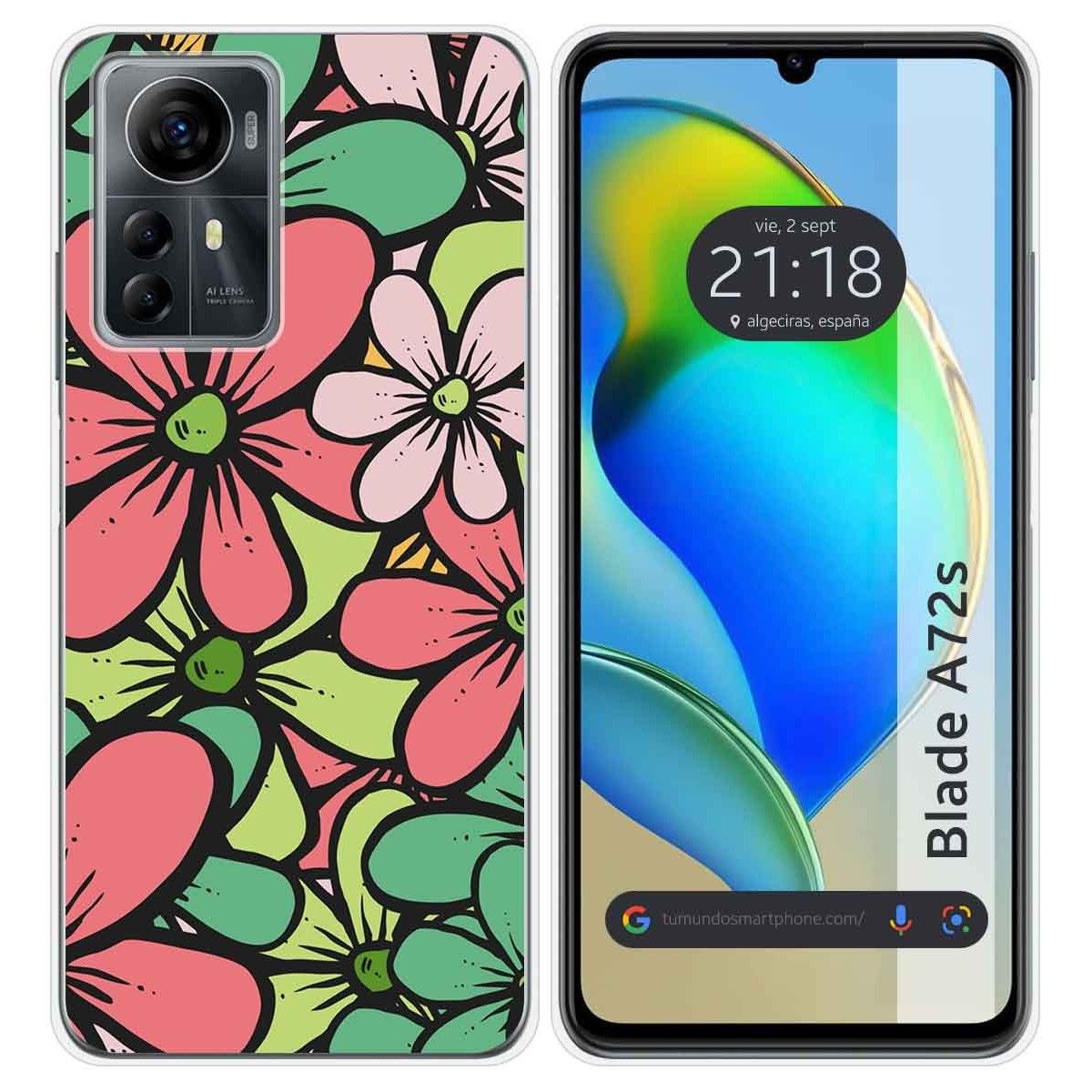 Funda Silicona para Zte Blade A72s diseño Flores 02 Dibujos