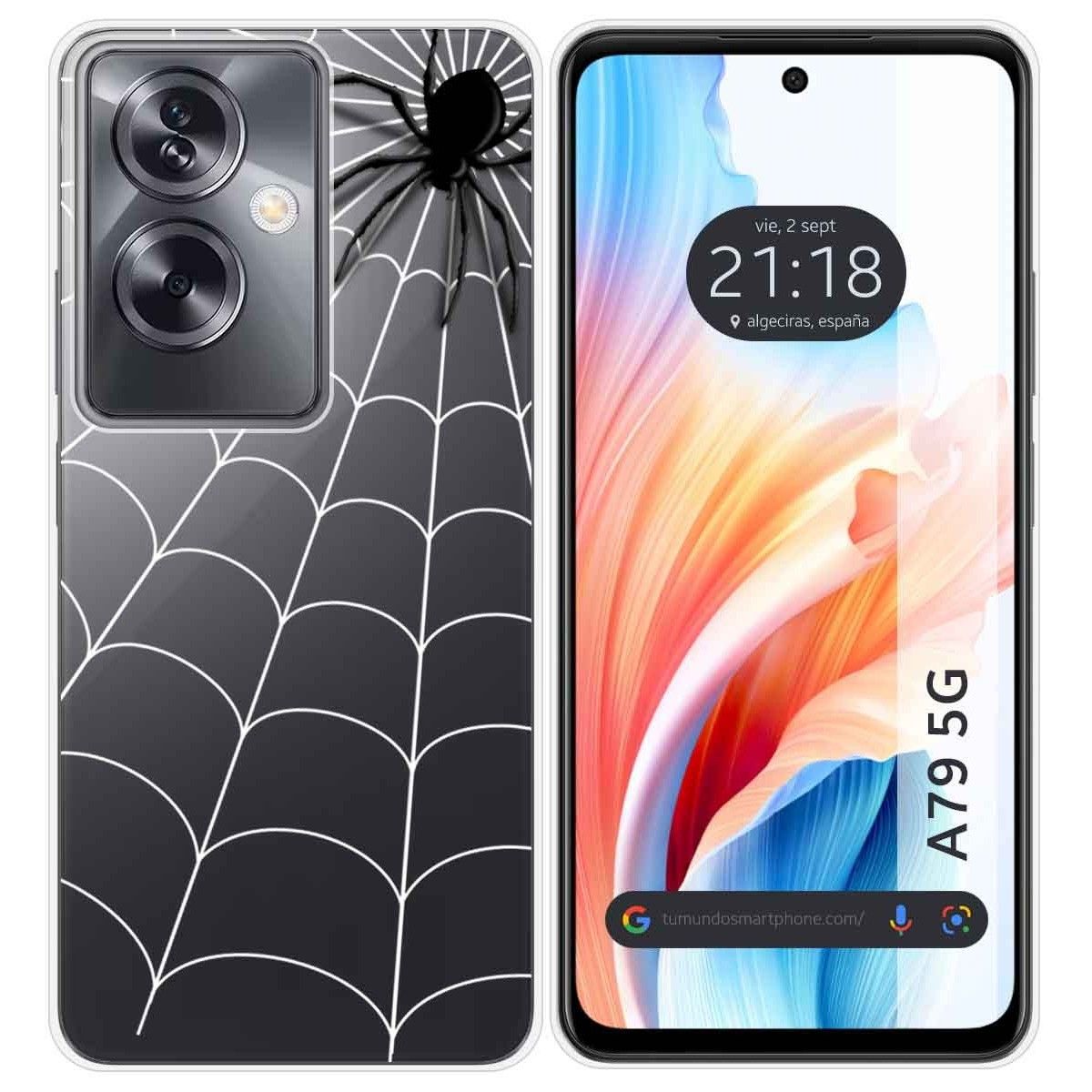 Funda Silicona Transparente para Oppo A79 5G diseño Araña Dibujos