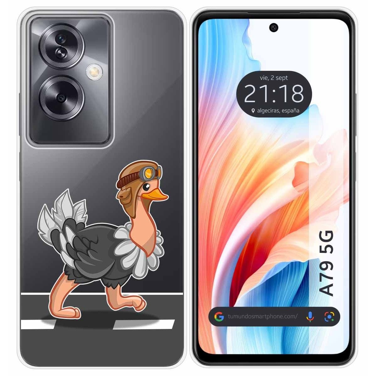 Funda Silicona Transparente para Oppo A79 5G diseño Avestruz Dibujos