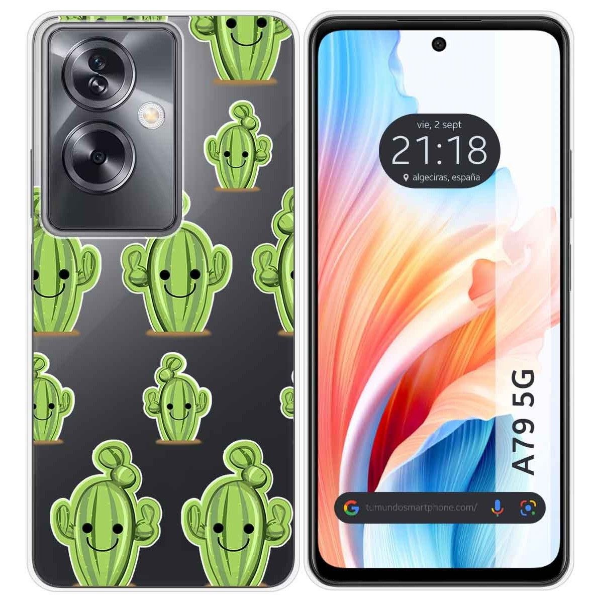 Funda Silicona Transparente para Oppo A79 5G diseño Cactus Dibujos