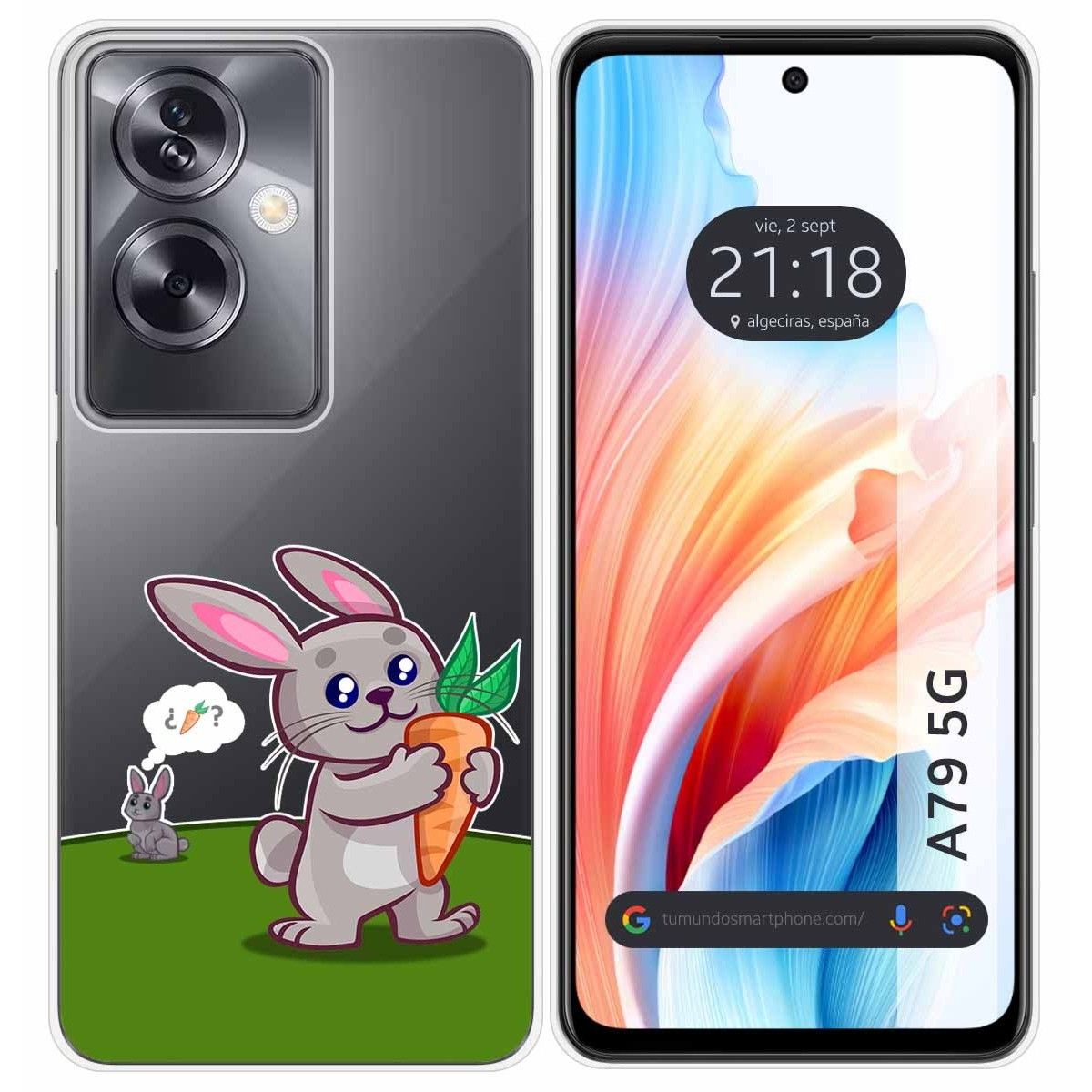 Funda Silicona Transparente para Oppo A79 5G diseño Conejo Dibujos
