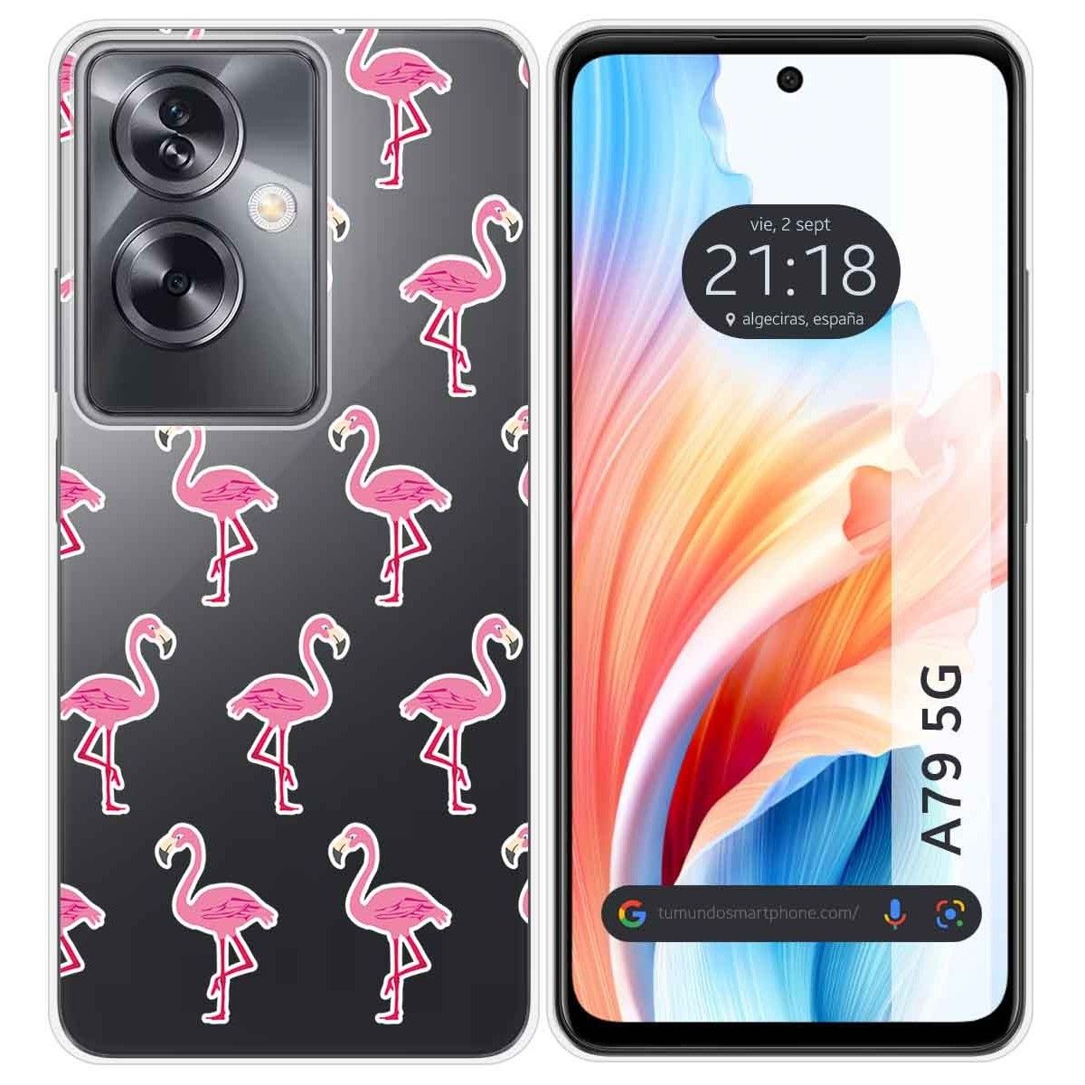 Funda Silicona Transparente para Oppo A79 5G diseño Flamenco Dibujos