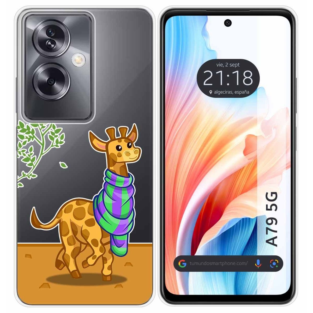 Funda Silicona Transparente para Oppo A79 5G diseño Jirafa Dibujos