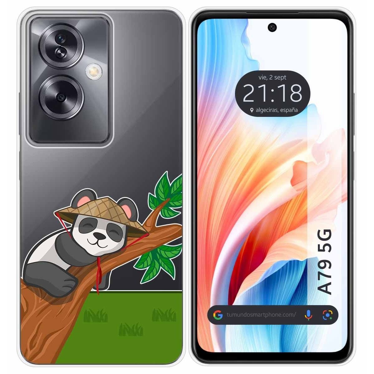 Funda Silicona Transparente para Oppo A79 5G diseño Panda Dibujos