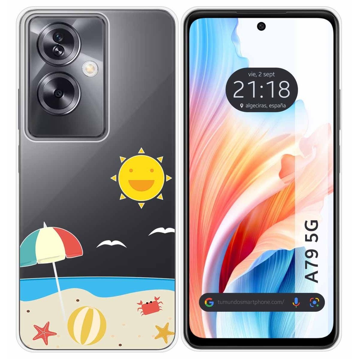 Funda Silicona Transparente para Oppo A79 5G diseño Playa Dibujos