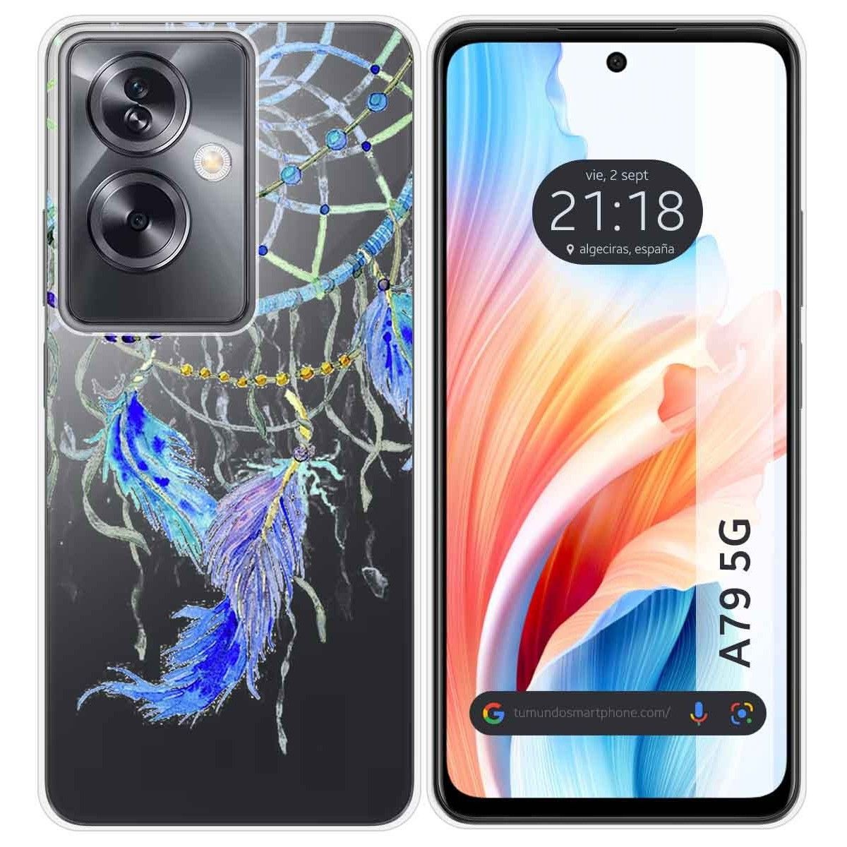 Funda Silicona Transparente para Oppo A79 5G diseño Plumas Dibujos