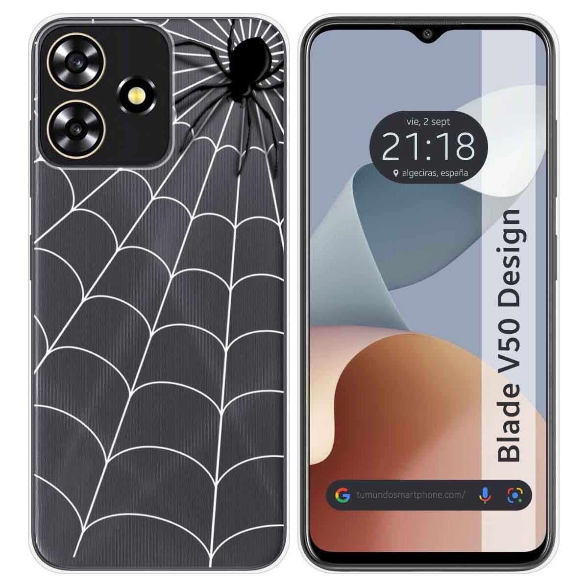 Funda Silicona Transparente para Zte Blade V50 Design 4G diseño Araña Dibujos