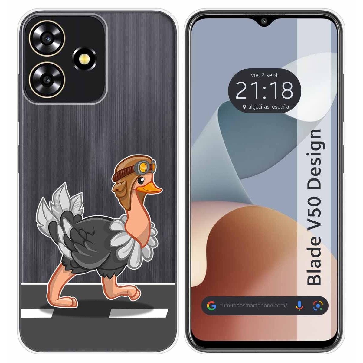 Funda Silicona Transparente para Zte Blade V50 Design 4G diseño Avestruz Dibujos