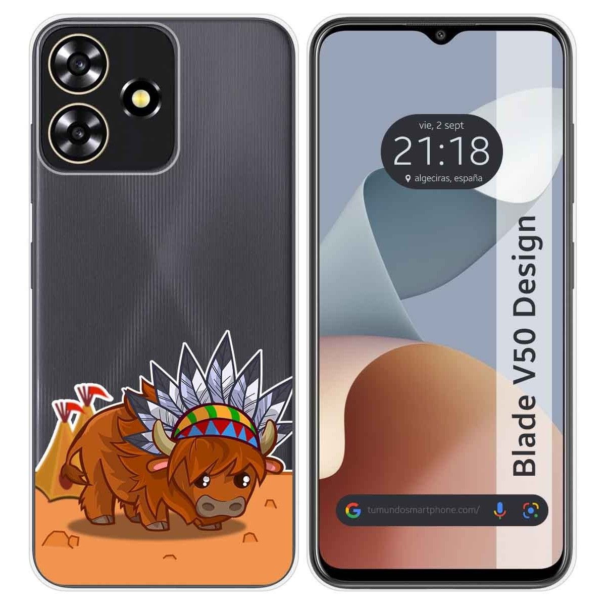 Funda Silicona Transparente para Zte Blade V50 Design 4G diseño Bufalo Dibujos