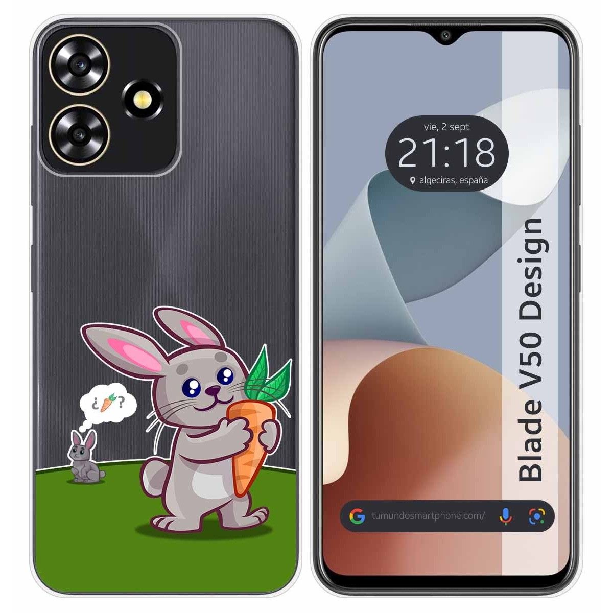 Funda Silicona Transparente para Zte Blade V50 Design 4G diseño Conejo Dibujos