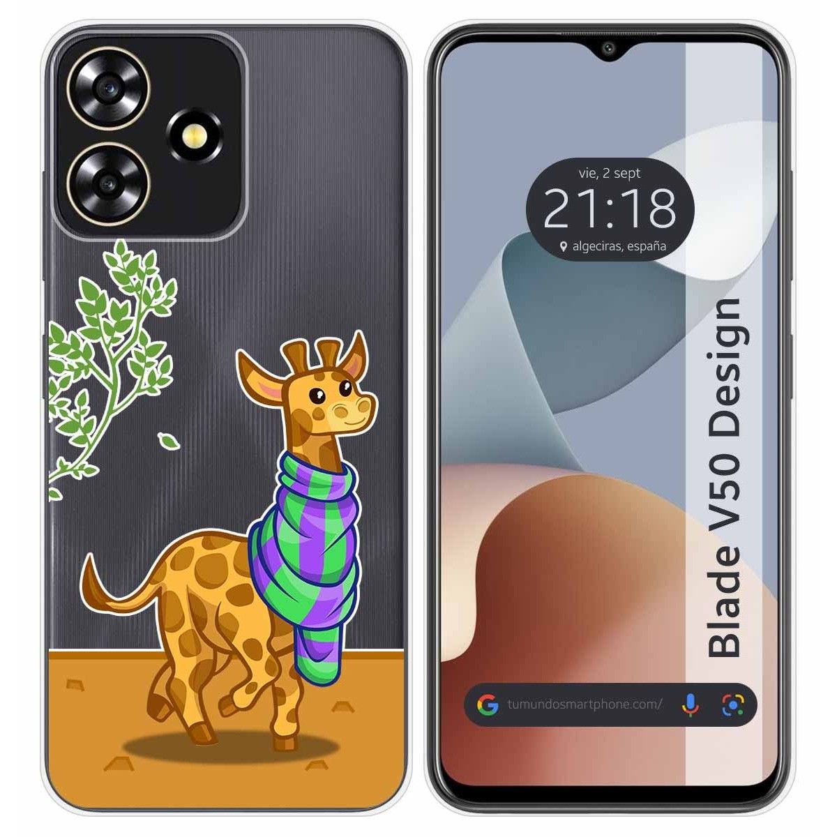 Funda Silicona Transparente para Zte Blade V50 Design 4G diseño Jirafa Dibujos