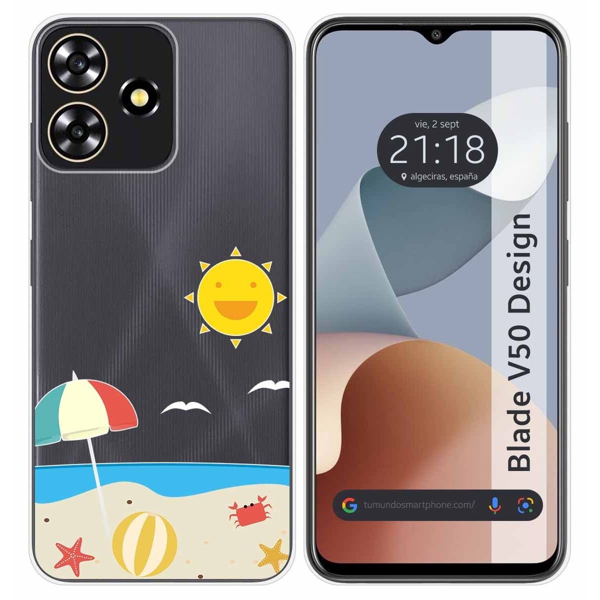 Funda Silicona Transparente para Zte Blade V50 Design 4G diseño Playa Dibujos