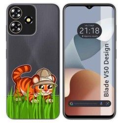 Funda Silicona Transparente para Zte Blade V50 Design 4G diseño Tigre Dibujos