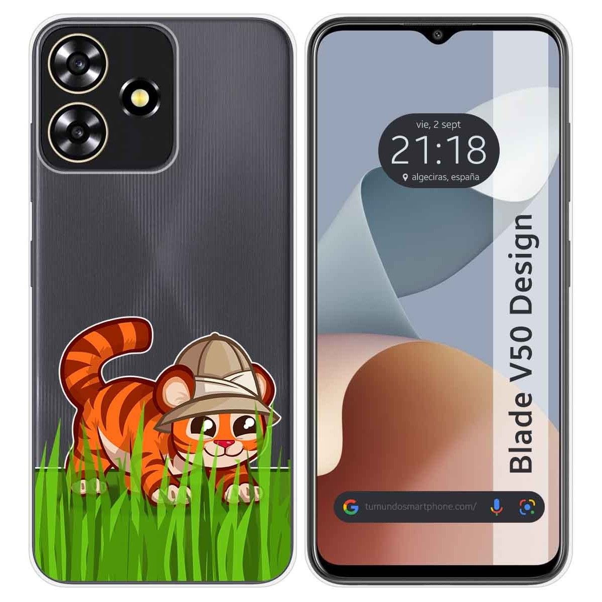 Funda Silicona Transparente para Zte Blade V50 Design 4G diseño Tigre Dibujos