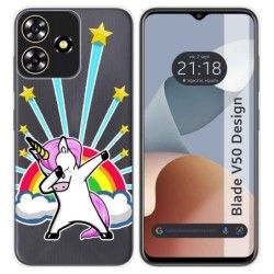 Funda Silicona Transparente para Zte Blade V50 Design 4G diseño Unicornio Dibujos